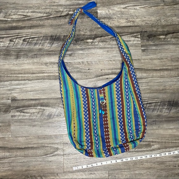 The Original Arizona Company Blue Stripe Printed Hang Crossbody Purse Bag - EUC - Picture 7 of 11